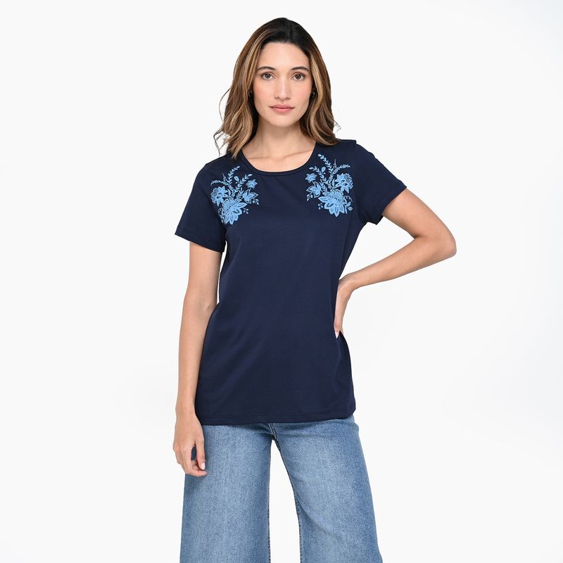 NEWPORT - Camiseta Mujer con Estampado Manga corta de Algodón Newport