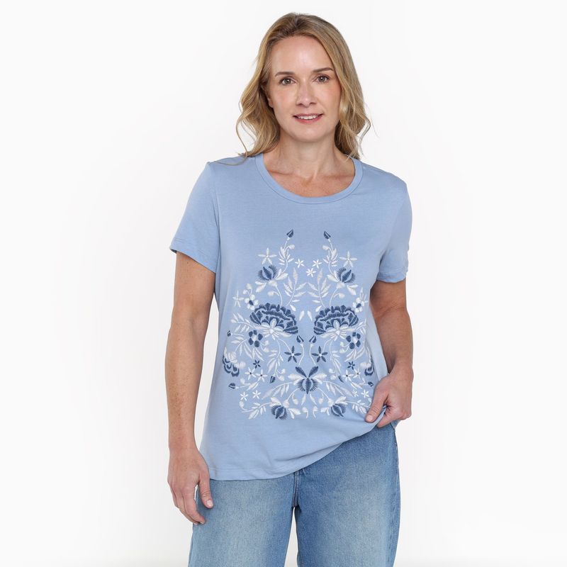 NEWPORT - Camiseta Mujer con Estampado Manga corta de Algodón Newport