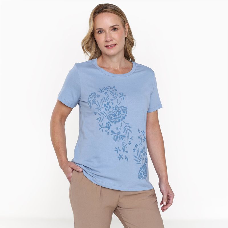 NEWPORT - Camiseta Mujer con Estampado Manga corta de Algodón Newport