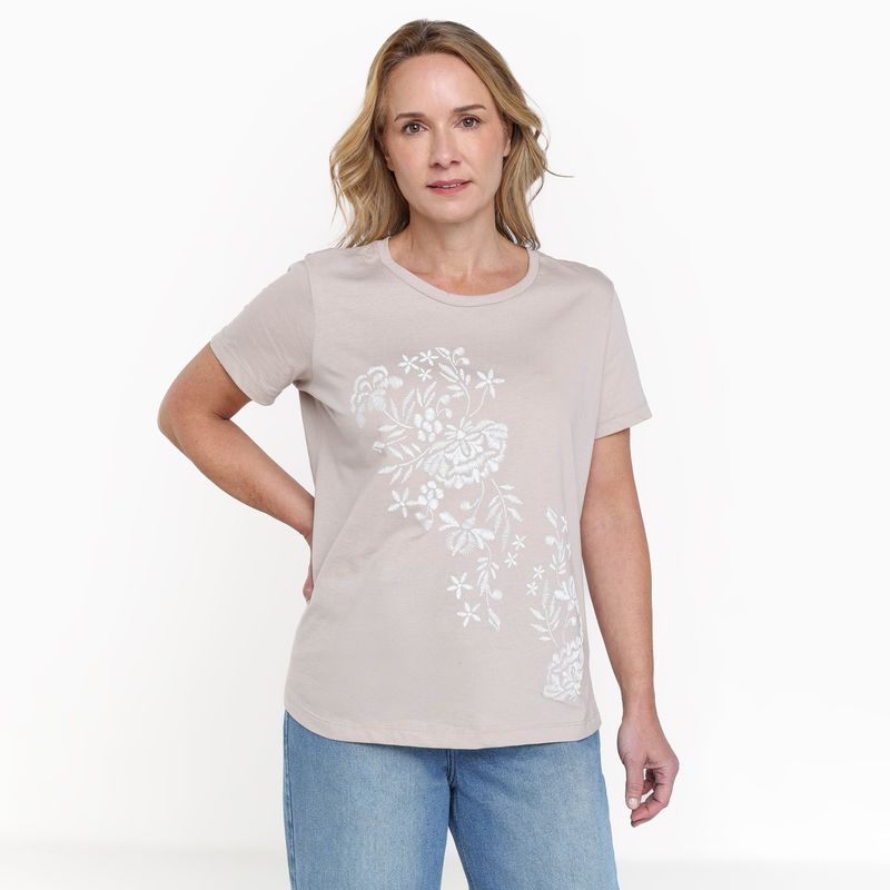 NEWPORT - Camiseta Mujer con Estampado Manga corta de Algodón Newport
