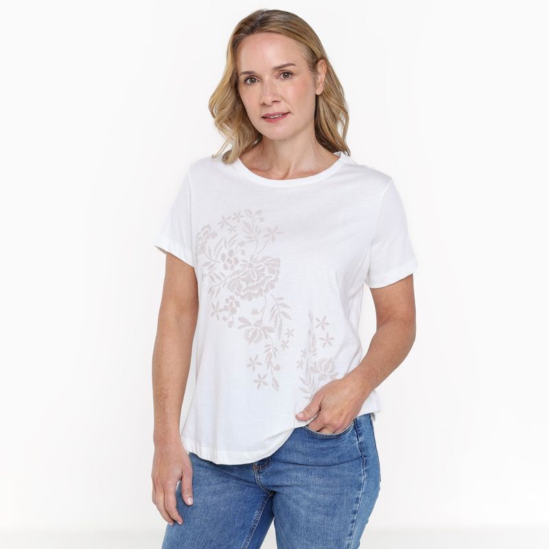 NEWPORT - Camiseta Mujer con Estampado Manga corta de Algodón Newport