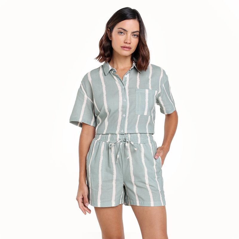UNIVERSITY CLUB - Short Mujer Tiro alto con Estampado de Algodón University Club