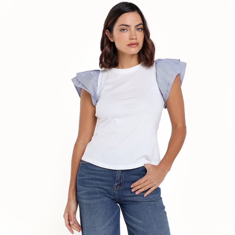 UNIVERSITY CLUB - Camiseta Mujer Con aplique Manga corta de Algodón University Club