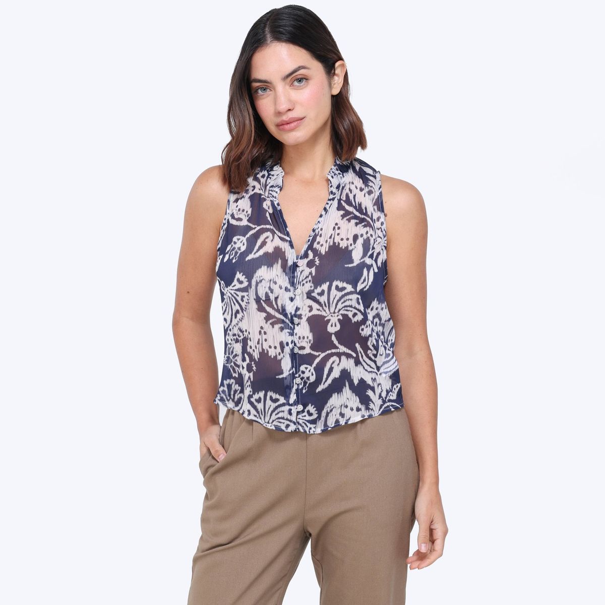 UNIVERSITY CLUB - Top Mujer Con aplique Sin mangas University Club