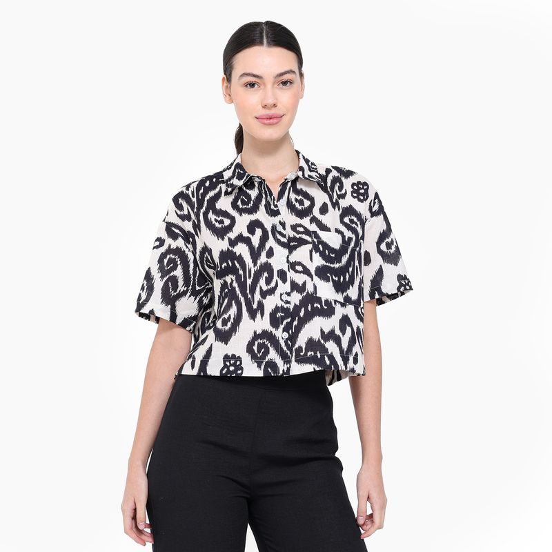UNIVERSITY CLUB - Camisa Mujer con Estampado Manga larga de Algodón University Club