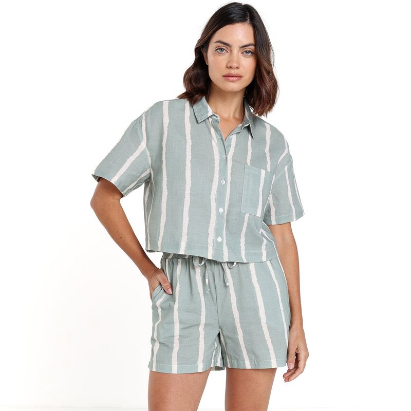 UNIVERSITY CLUB - Camisa Mujer con Estampado Manga larga de Algodón University Club