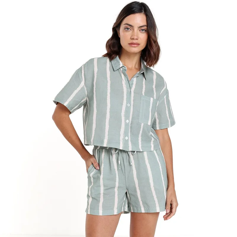 UNIVERSITY CLUB - Camisa Mujer con Estampado Manga corta de Algodón University Club