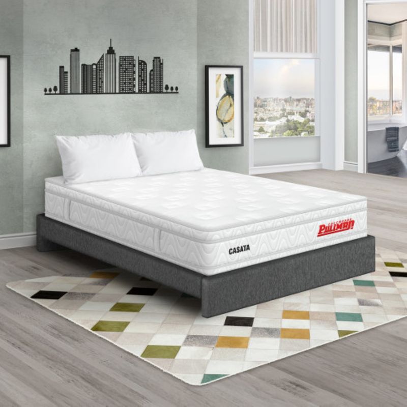 PULLMAN - Colchón con Base Cama Sencillo Firme Ortopédico con Pillow Espumado Casata 100 x 190 cm + Almohada Pullman 