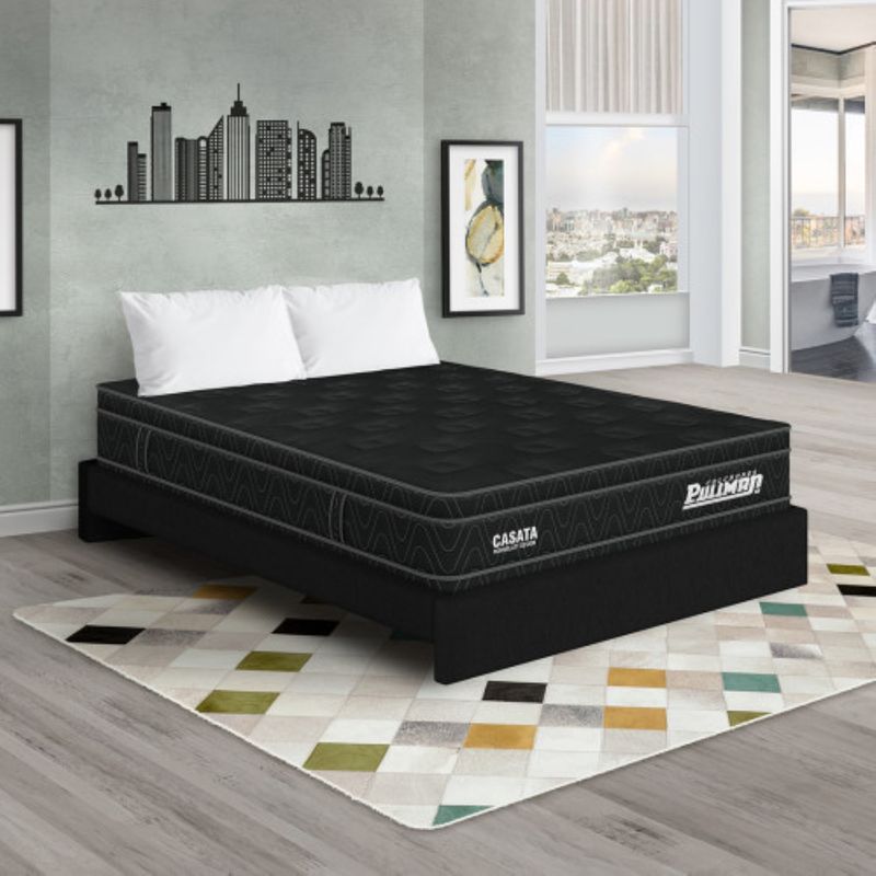 PULLMAN - Colchón con Base Cama Sencillo Firme Ortopédico con Pillow Espumado Casata 100 x 190 cm + Almohada Pullman 