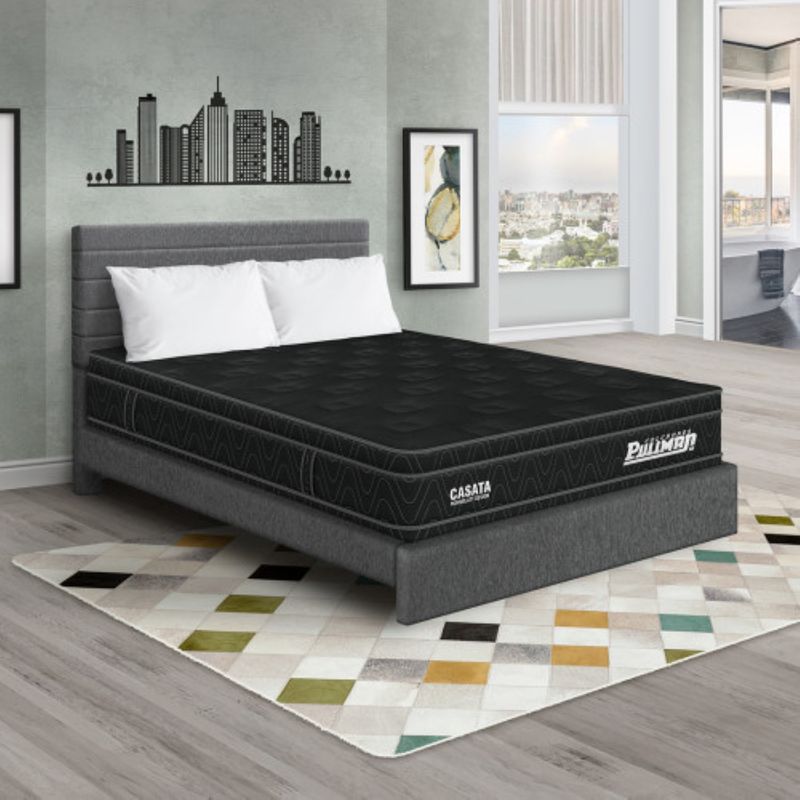 PULLMAN - Colchón Cama Sencillo Firme Ortopédico con Pillow Espumado Casata 100 x 190 cm + Almohada + Cabecero Pullman 