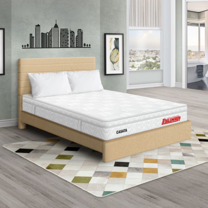 PULLMAN - Colchón Cama Doble Firme Ortopédico con Pillow Espumado Casata 140 x 190 cm + 2 Almohada + Cabecero Pullman 