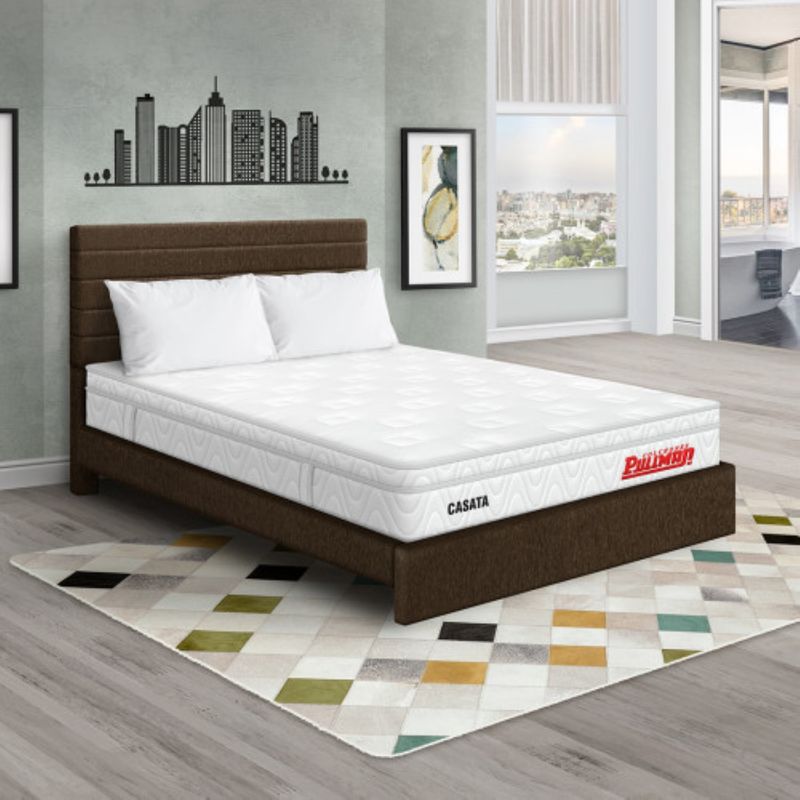 PULLMAN - Colchón Cama Doble Firme Ortopédico con Pillow Espumado Casata 140 x 190 cm + 2 Almohada + Cabecero Pullman 