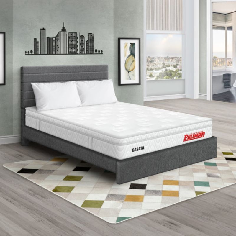 PULLMAN - Colchón Cama Doble Firme Ortopédico con Pillow Espumado Casata 140 x 190 cm + 2 Almohada + Cabecero Pullman 