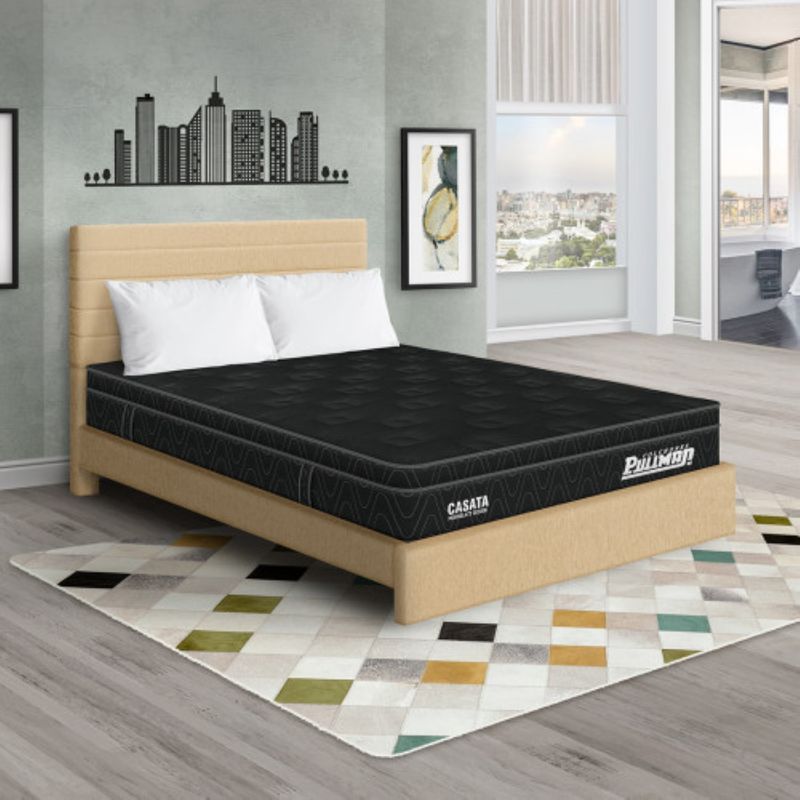 PULLMAN - Colchón Cama King Firme Ortopédico con Pillow Espumado Casata 200 x 200 cm + 2 Almohada + Cabecero Pullman 