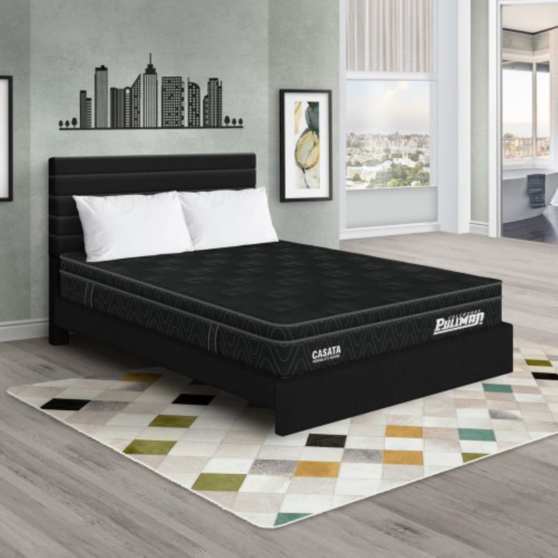 PULLMAN - Colchón Cama King Firme Ortopédico con Pillow Espumado Casata 200 x 200 cm + 2 Almohada + Cabecero Pullman 