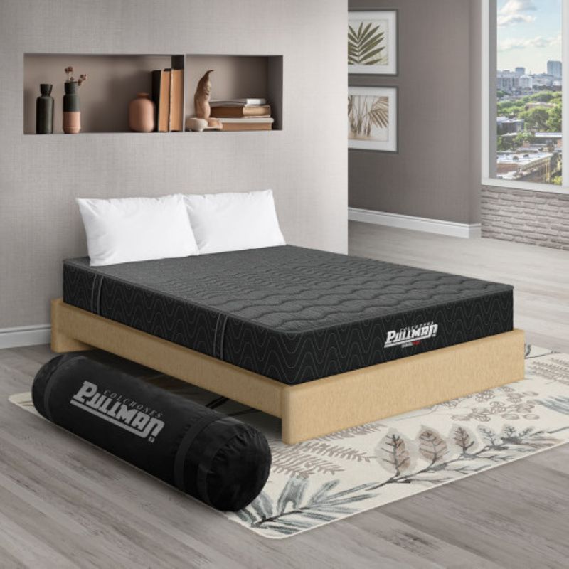 PULLMAN - Colchón con Base Cama King Firme Ortopédico con Pillow Espumado Casata Pack 200 x 200 cm + 2 Almohada Pullman 