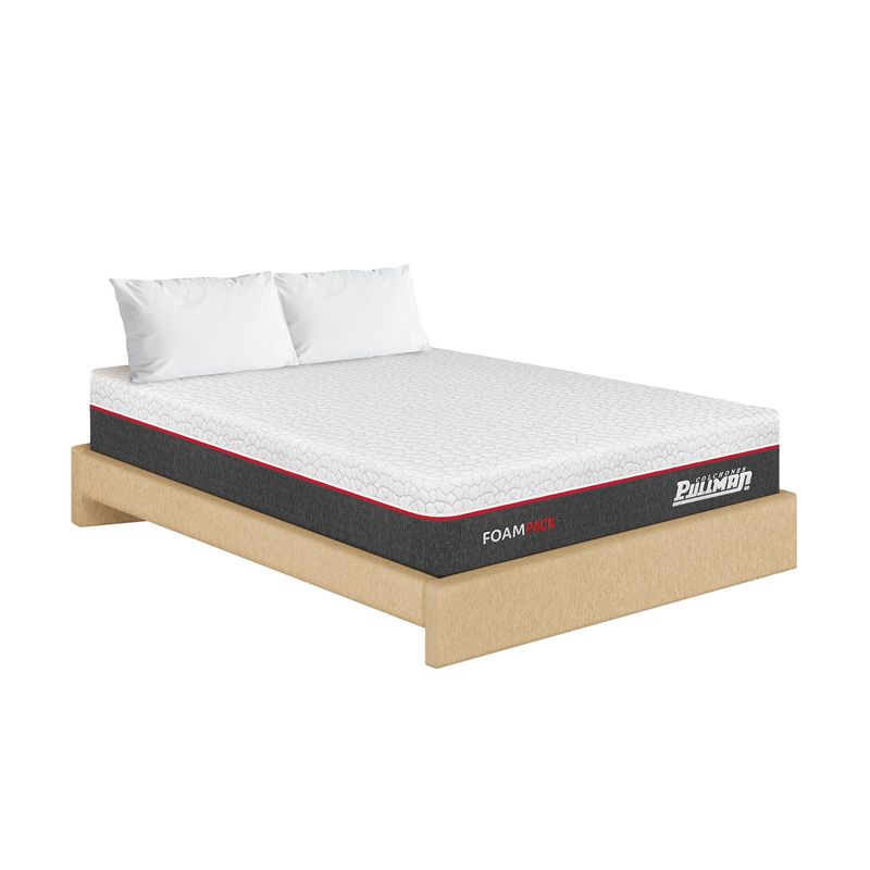 PULLMAN - Colchón con Base Cama Doble Firme Ortopédico con Pillow Espumado Foampack 140 x 190 cm + 2 Almohada Pullman 