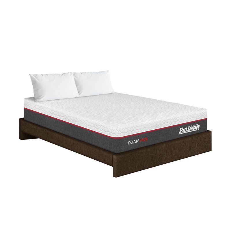 PULLMAN - Colchón con Base Cama Queen Firme Ortopédico con Pillow Espumado Foampack 160 x 190 cm + 2 Almohada Pullman 