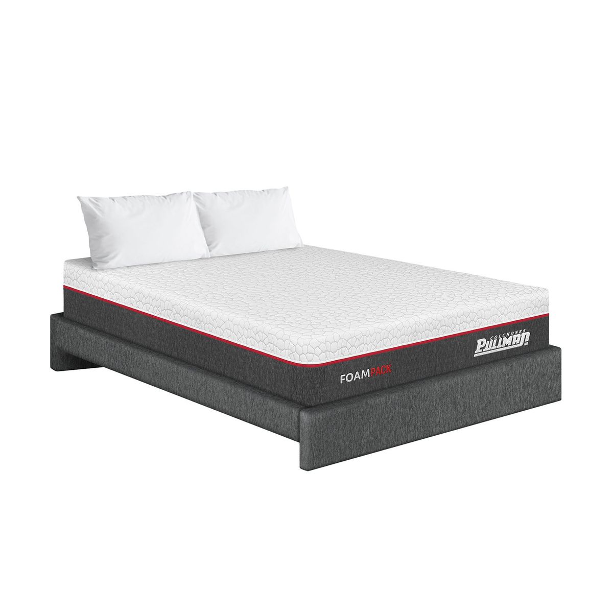 PULLMAN - Colchón con Base Cama Semidoble Firme Ortopédico con Pillow Espumado Foampack 120 x 190 cm + Almohada Pullman 