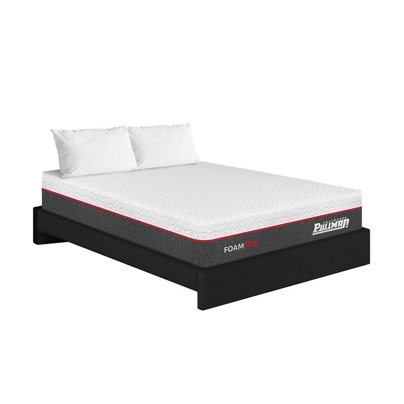 PULLMAN - Colchón con Base Cama Queen Firme Ortopédico con Pillow Espumado Foampack 160 x 190 cm + 2 Almohada Pullman 