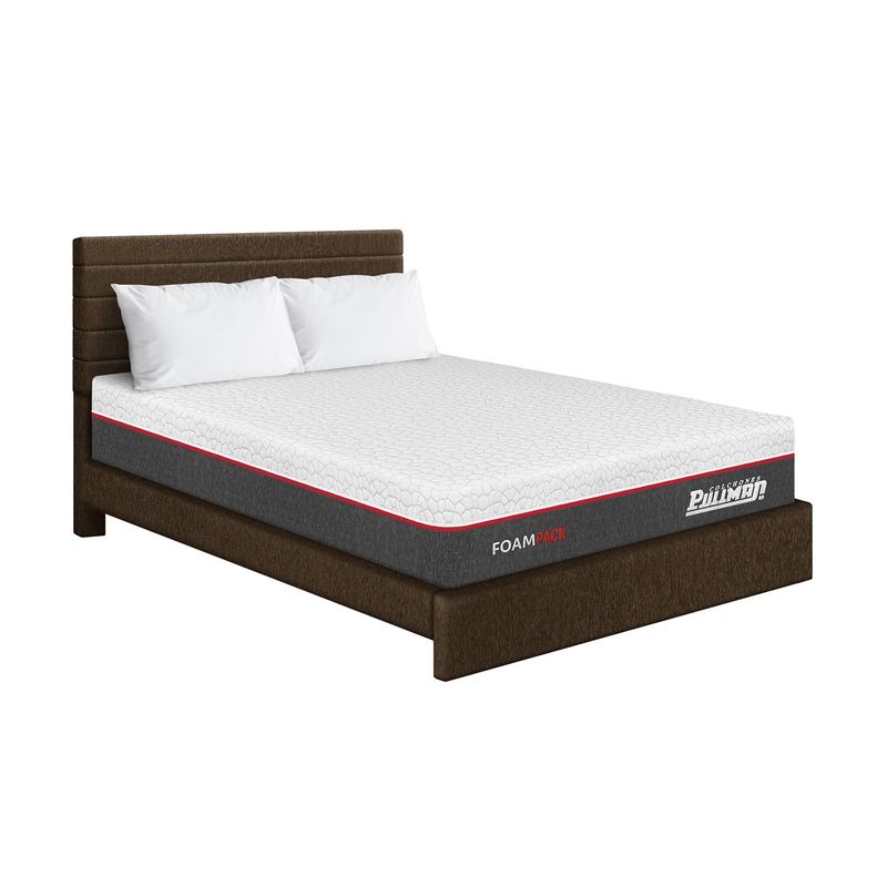 PULLMAN - Colchón Cama Queen Firme Ortopédico con Pillow Espumado Casata Pack  + 2 Almohada + Cabecero Pullman 