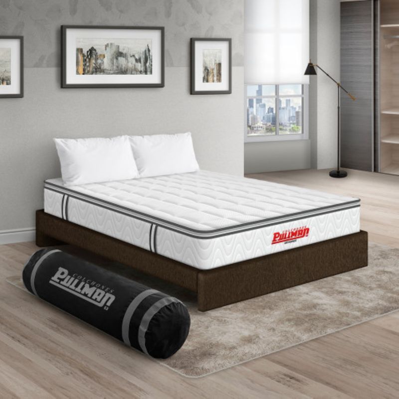 PULLMAN - Colchon Con Basecama Doble Intermedio Resortes Orthopack Btu 190 x 140 Pullman