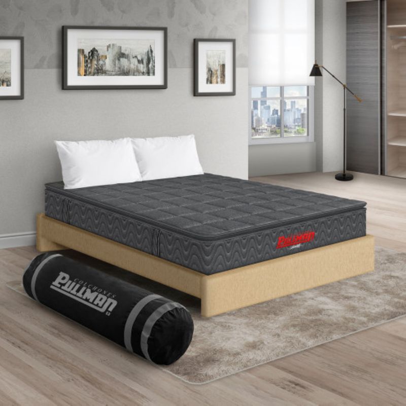 PULLMAN - Colchon Con Basecama Queen Intermedio Resortes Orthopack Btu 190 x 160 Pullman