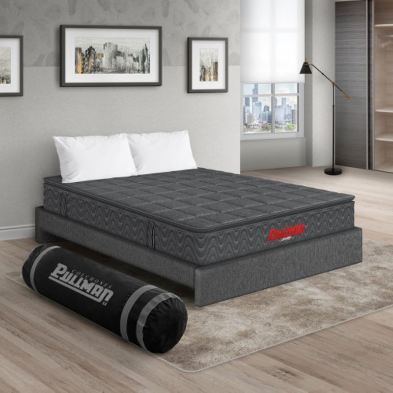 PULLMAN - Colchon Con Basecama Queen Intermedio Resortes Orthopack Btu 190 x 160 Pullman
