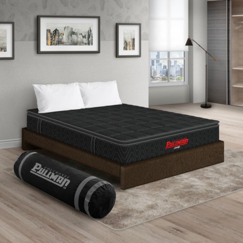 PULLMAN - Colchon Con Basecama Queen Intermedio Resortes Orthopack Btu 190 x 160 Pullman