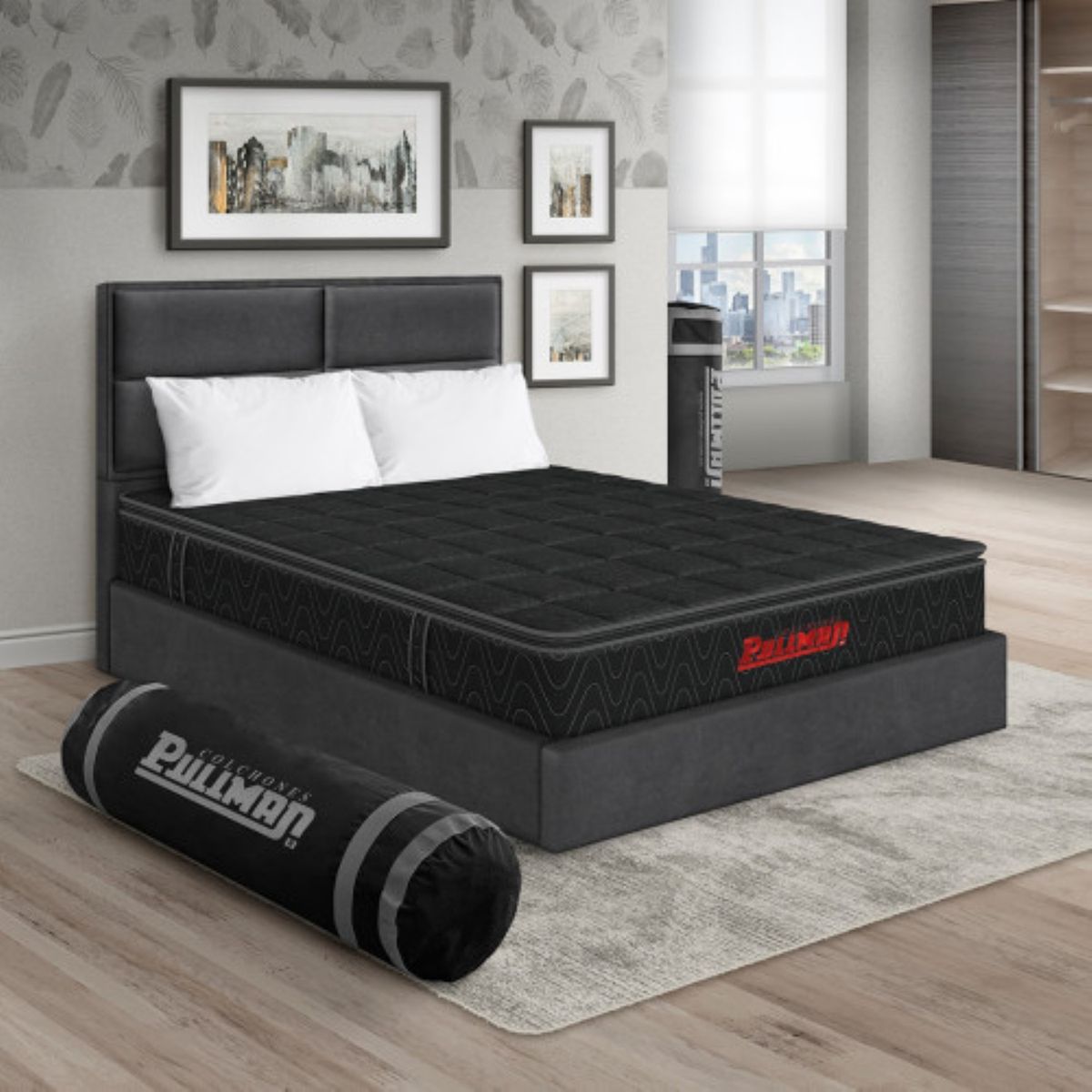 PULLMAN - Colchon Con Cama Semidoble Intermedio Resortes Orthopack Btu 190 x 120 Pullman