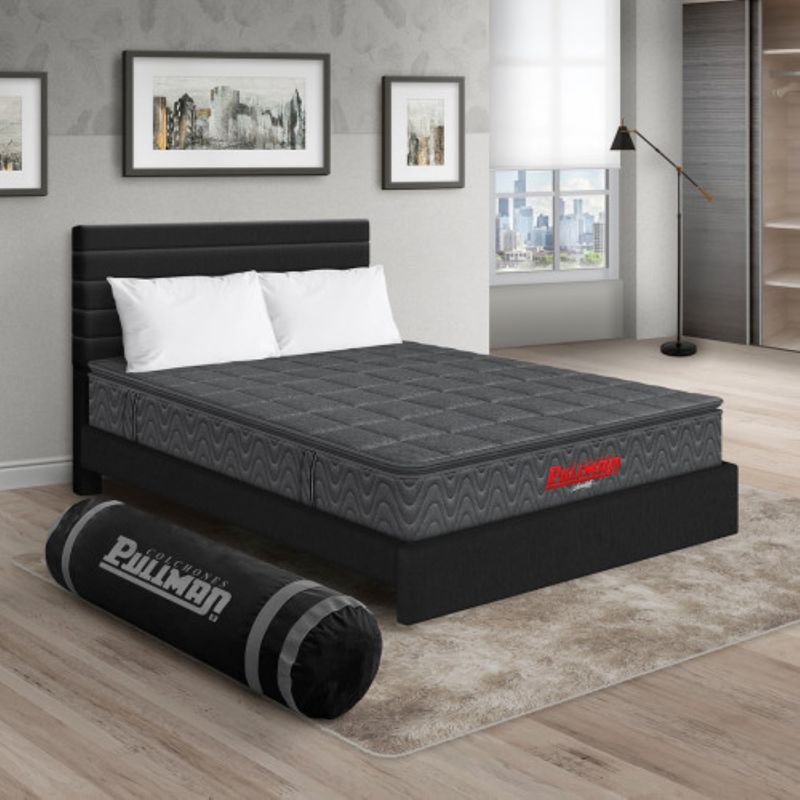 PULLMAN - Colchon Con Cama Queen Intermedio Resortes Orthopack Btu 190 x 160 Pullman