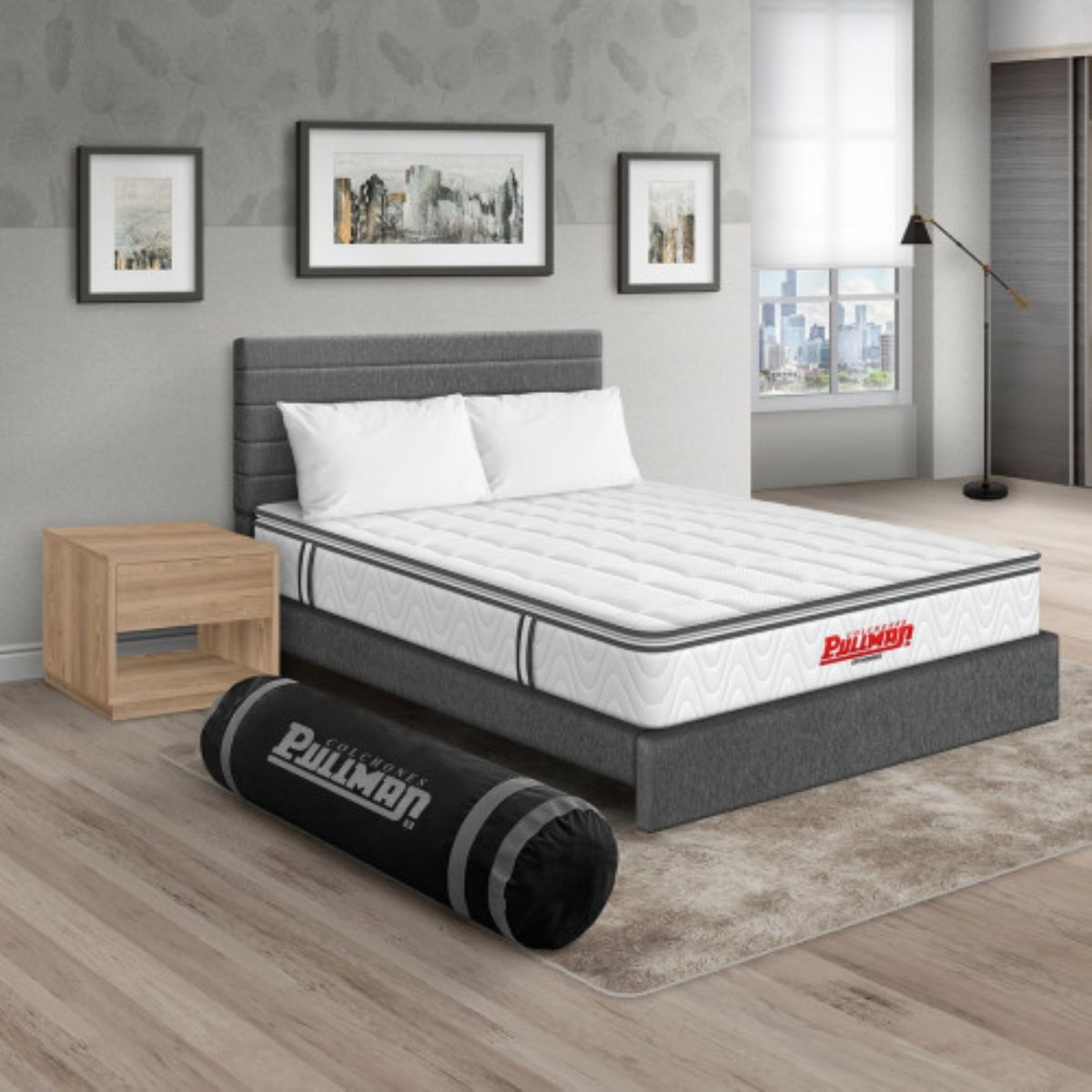 PULLMAN - Colchon Con Cama Doble Intermedio Resortes Orthopack Btu 190 x 140 Pullman