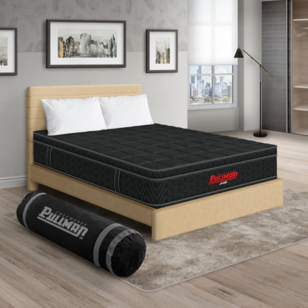 PULLMAN - Colchon Con Cama Semidoble Intermedio Resortes Orthopack Euro 190 x 120 Pullman