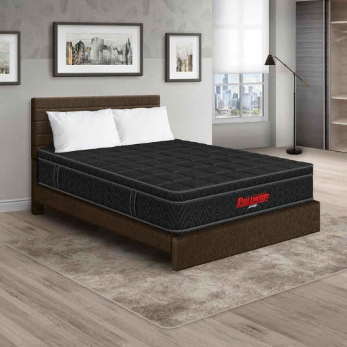 PULLMAN - Colchon Con Cama King Intermedio Resortes Orthopack Euro 200 x 200 Pullman