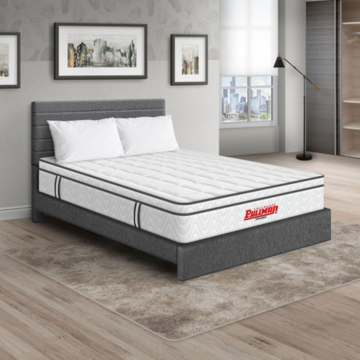 PULLMAN - Colchon Con Cama Semidoble Intermedio Resortes Orthopack Euro 190 x 120 Pullman