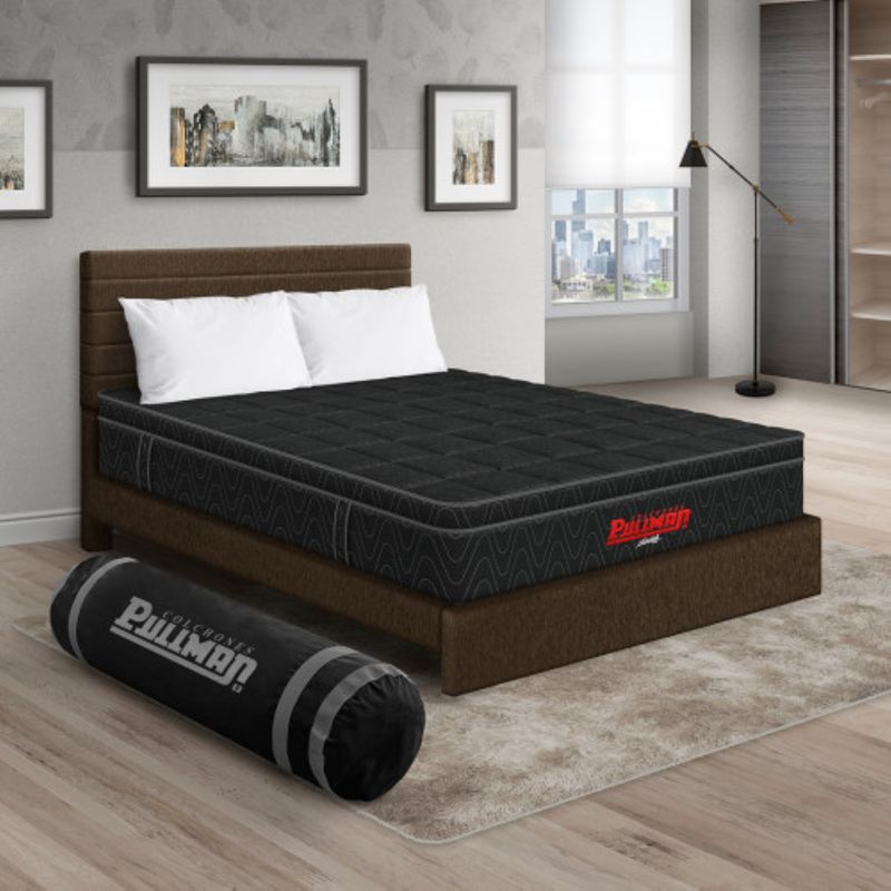 PULLMAN - Colchón Cama Queen Firmeza Media Ortopédico con Pillow Resortado Orthopack Euro 160 x 190 cm + 2 Almohada + Cabecero Pullman 