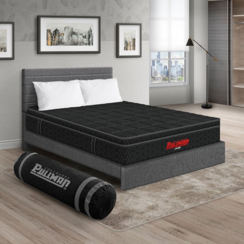 PULLMAN - Colchón Cama Sencillo Firmeza Media Ortopédico con Pillow Resortado Orthopack Euro 100 x 190 cm + Almohada + Cabecero Pullman 