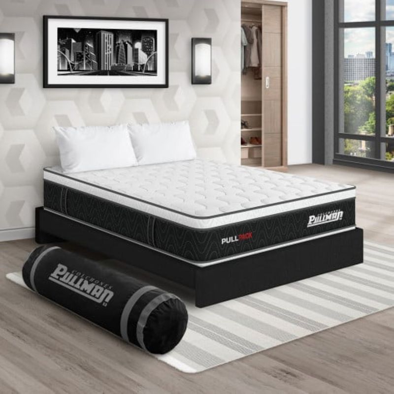 PULLMAN - Colchon Con Basecama Queen Firme Resortes Pullpack 190 x 160 Pullman