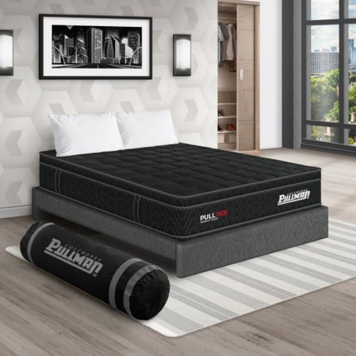 PULLMAN - Colchon Con Basecama Doble Firme Resortes Pullpack 190 x 140 Pullman