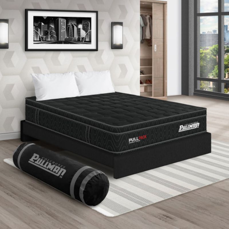 PULLMAN - Colchon Con Basecama Queen Firme Resortes Pullpack 190 x 160 Pullman