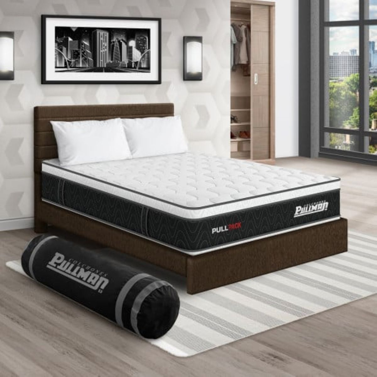 PULLMAN - Colchon Con Cama Queen Firme Resortes Pullpack 190 x 160 Pullman