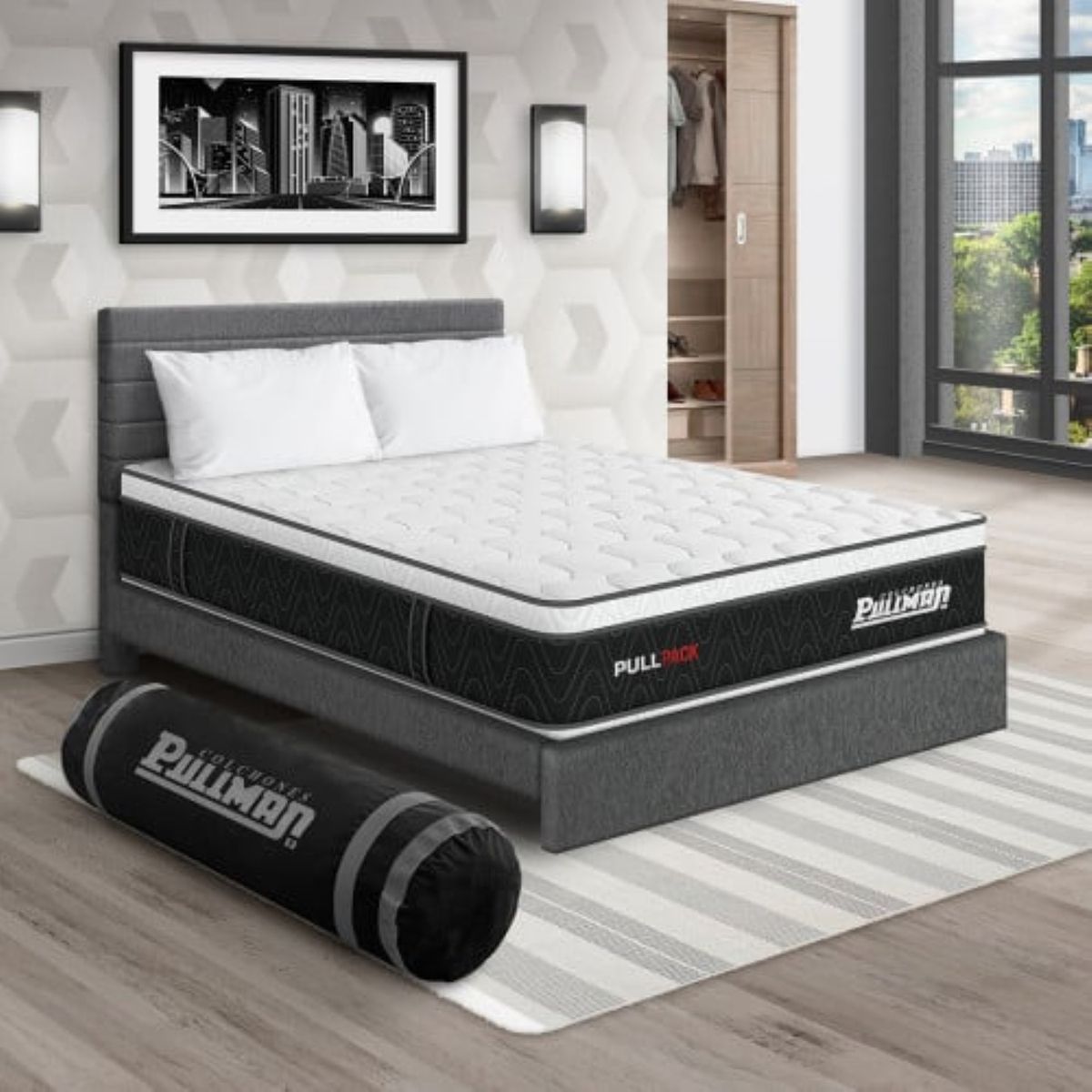 PULLMAN - Colchon Con Cama Queen Firme Resortes Pullpack 190 x 160 Pullman