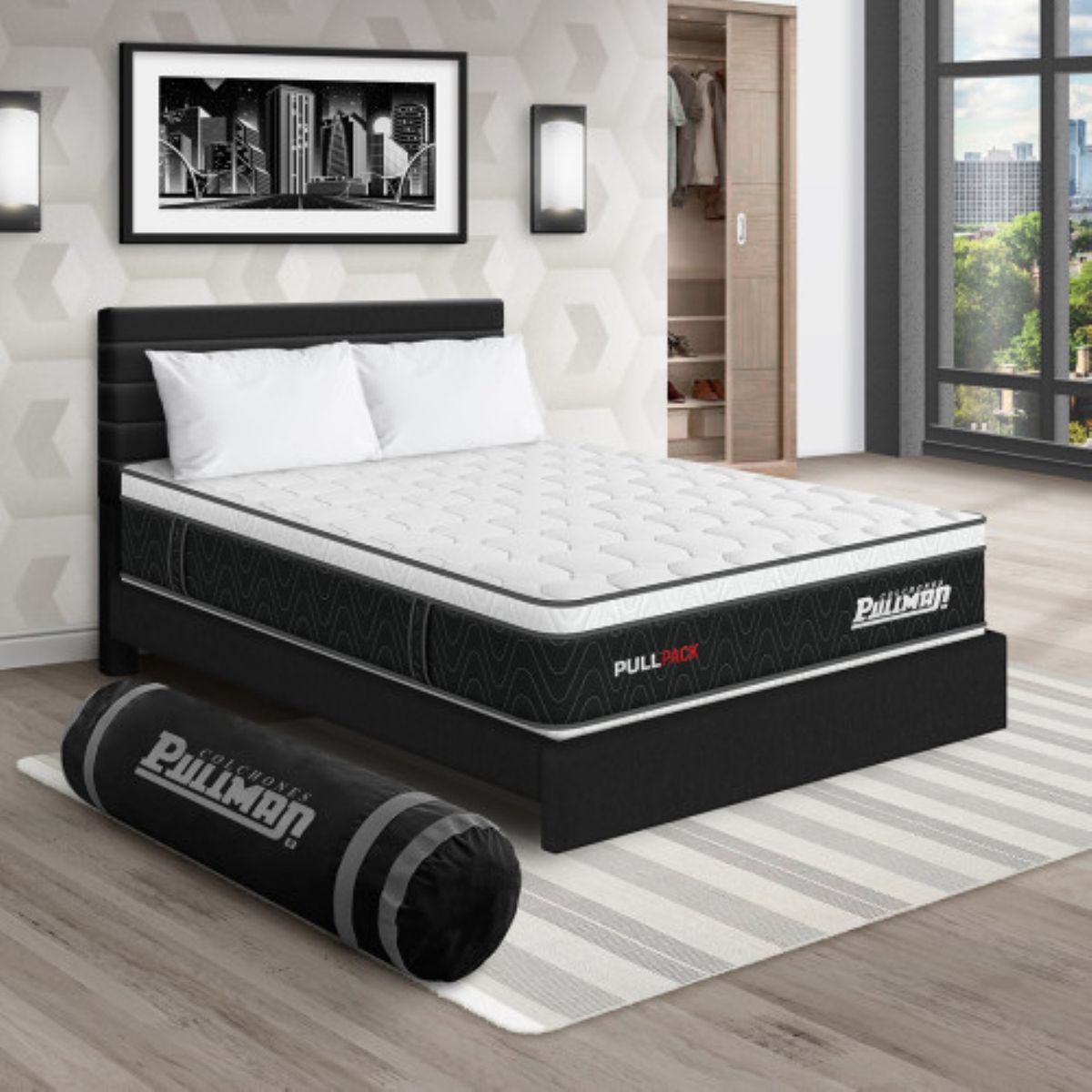 PULLMAN - Colchon Con Cama Semidoble Firme Resortes Pullpack 190 x 120 Pullman