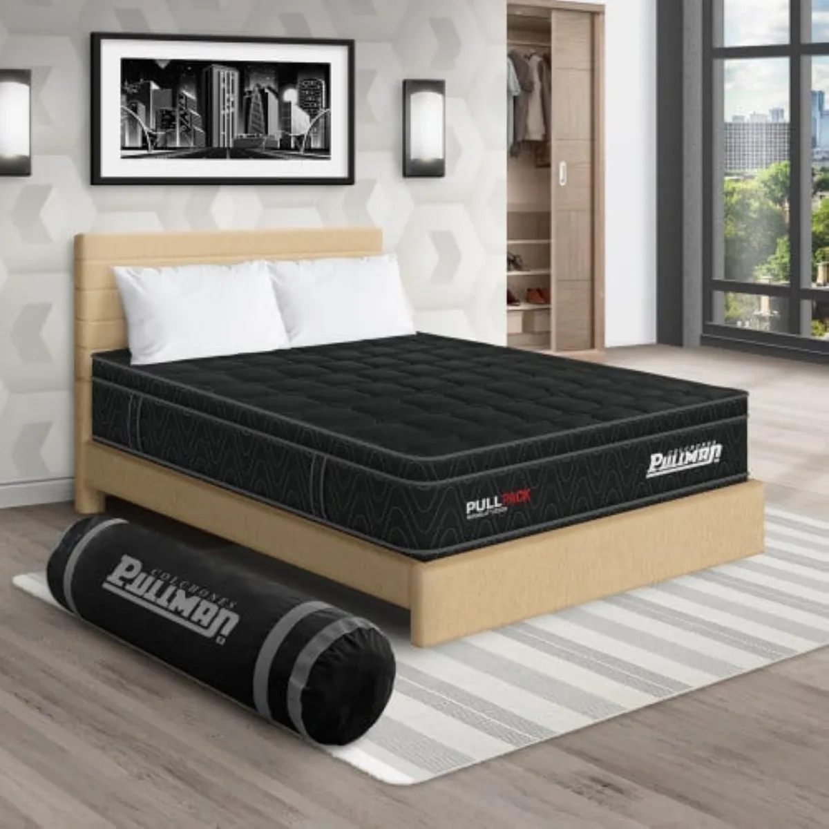 PULLMAN - Colchon Con Cama Semidoble Firme Resortes Pullpack 190 x 120 Pullman
