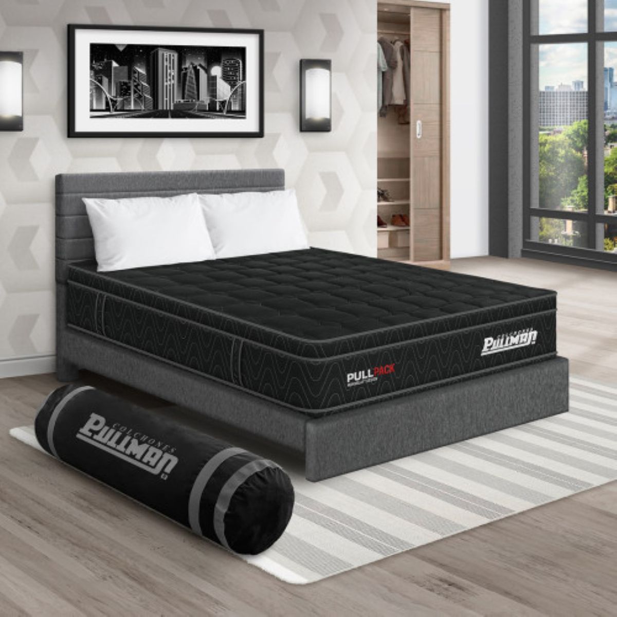 PULLMAN - Colchon Con Cama Sencillo Firme Resortes Pullpack 190 x 100 Pullman