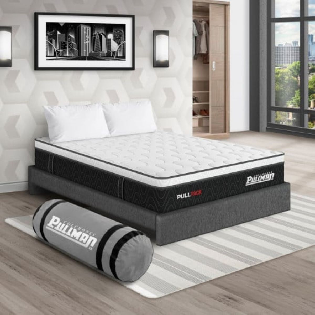 PULLMAN - Colchon Con Basecama Doble Firme Resortes Pullpack 190 x 140 Pullman