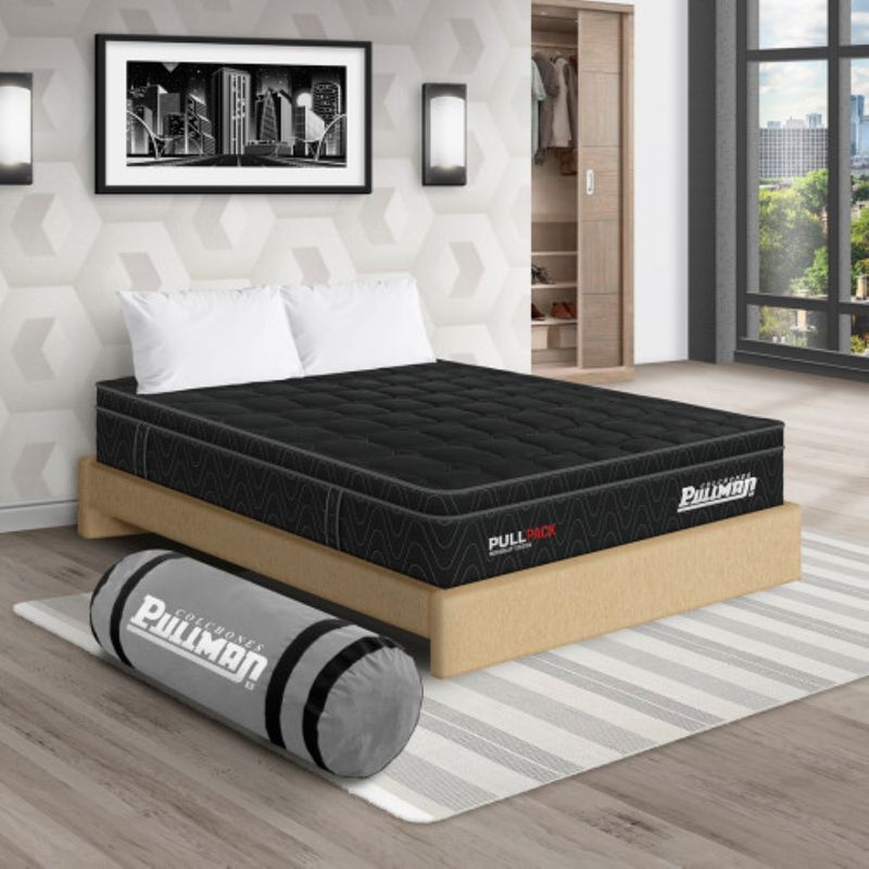 PULLMAN - Colchon Con Basecama Queen Firme Resortes Pullpack 190 x 160 Pullman