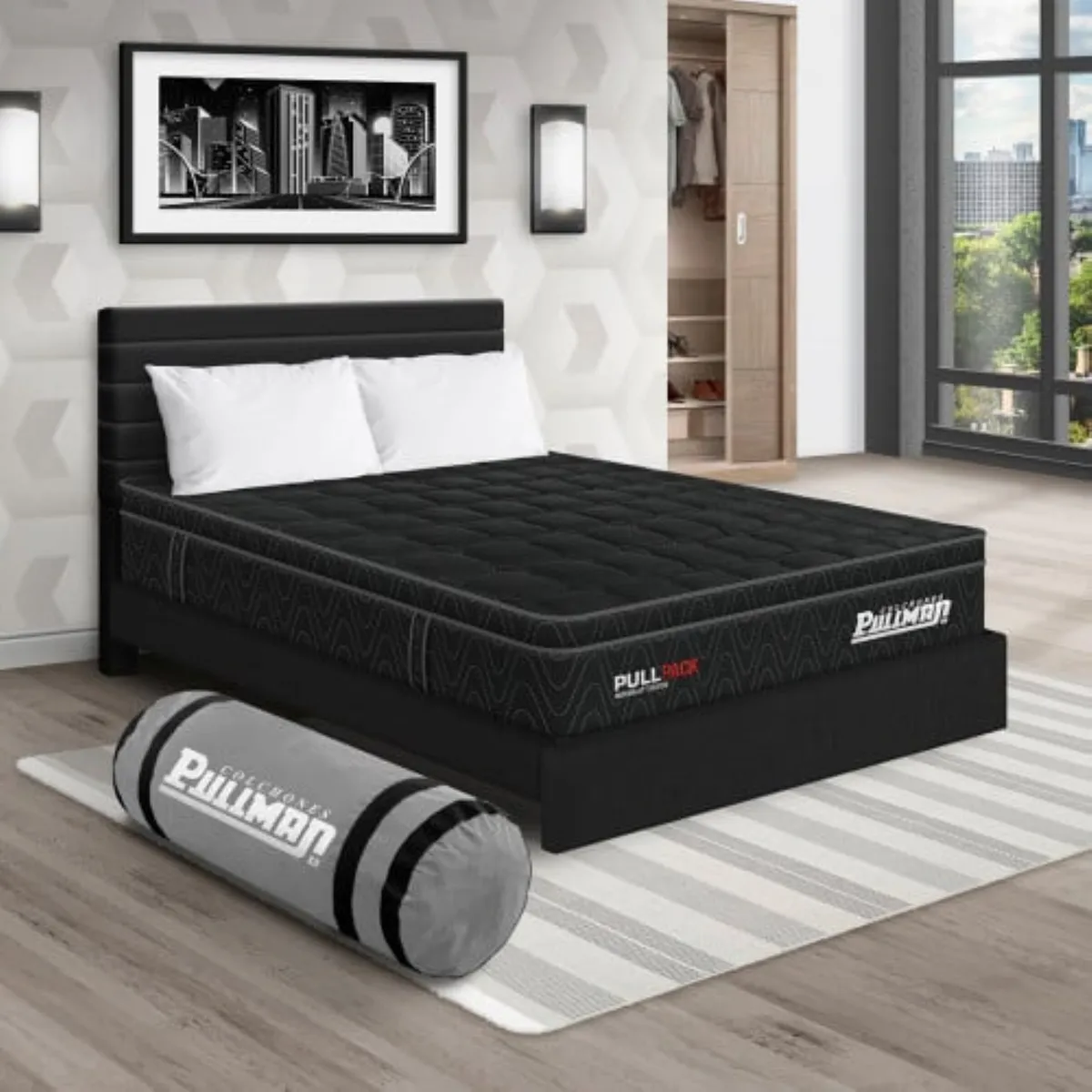 PULLMAN - Colchon Con Cama Sencillo Firme Resortes Pullpack 190 x 100 Pullman