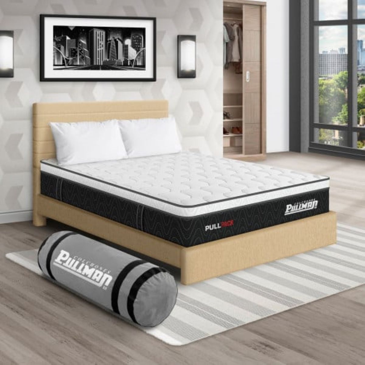 PULLMAN - Colchon Con Cama Queen Firme Resortes Pullpack 190 x 160 Pullman