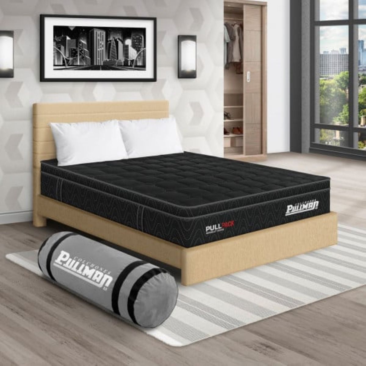 PULLMAN - Colchon Con Cama Sencillo Firme Resortes Pullpack 190 x 100 Pullman